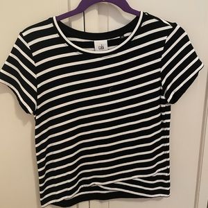 Black and white striped top.